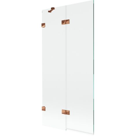 Paroi de baignoire Mexen Lunar 2 volets gauche 90 x 150 cm, transparent, or rose - 897-090-100-60-00-L