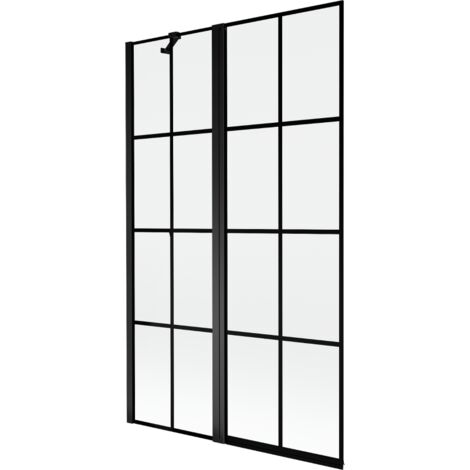 Paroi de baignoire Mexen Mist 2 volets gauche 110 x 150 cm, grille noire, noir - 8A9-110-011-70-77-L