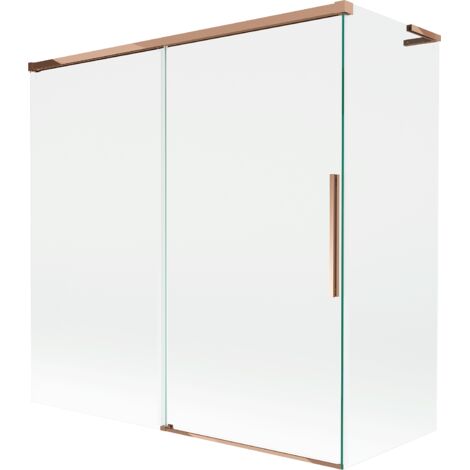 Paroi de baignoire Mexen Rox L à 2 volets coulissants 160 + 75 x 150 cm, transparent, or rose - 8C9L-160-075-60-00