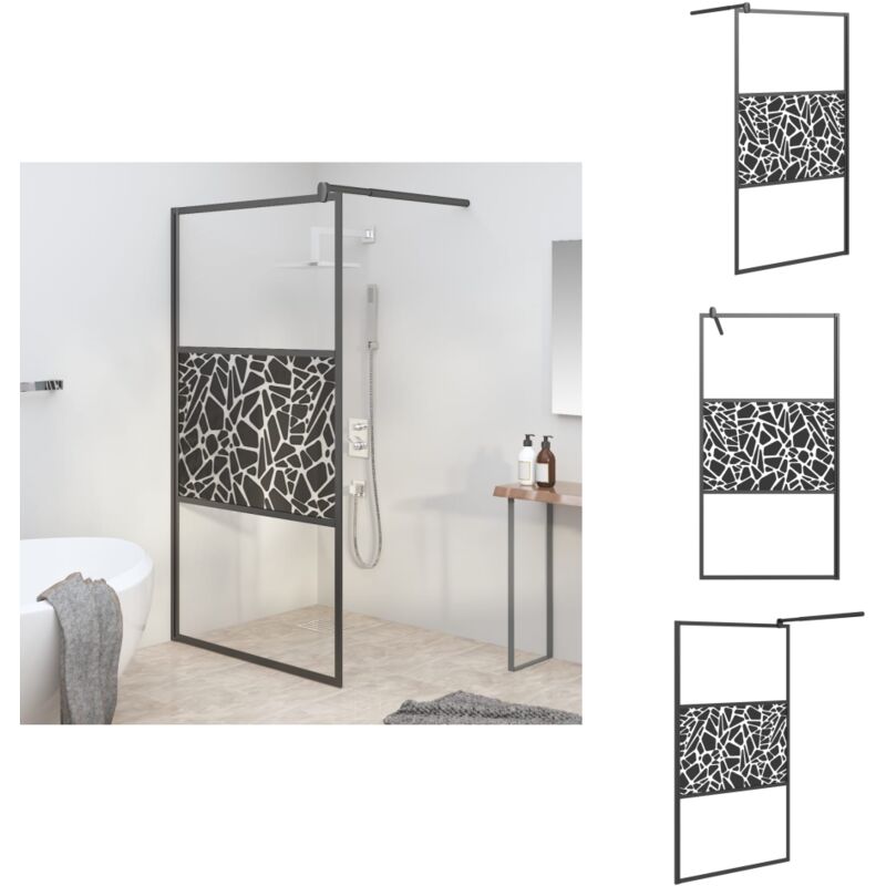 Paroi de douche 100x195 cm Verre esg avec design de pierre Noir - Mur De Douche - Paroi De Douche - Cabine De Douche - Douche Moderne - Verre esg