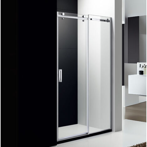 Paroi de douche 160 cm avec porte coulissante pour pose en niche dans salle de bain PMR