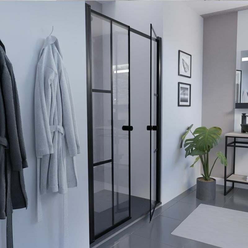 Cuisibane - Paroi de douche 2 portes pivotantes style verrière atelia 120 cm