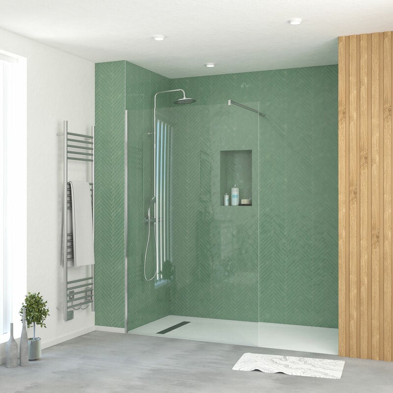 Aurlane - Paroi de Douche 120x195 cm en Verre Trempé 5 mm - Finition Chromé - chromed elementary