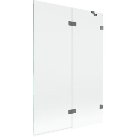 Paroi de douche à double battant droite 120 x 150 cm, transparent, métal brossé - 897-120-100-95-00-P