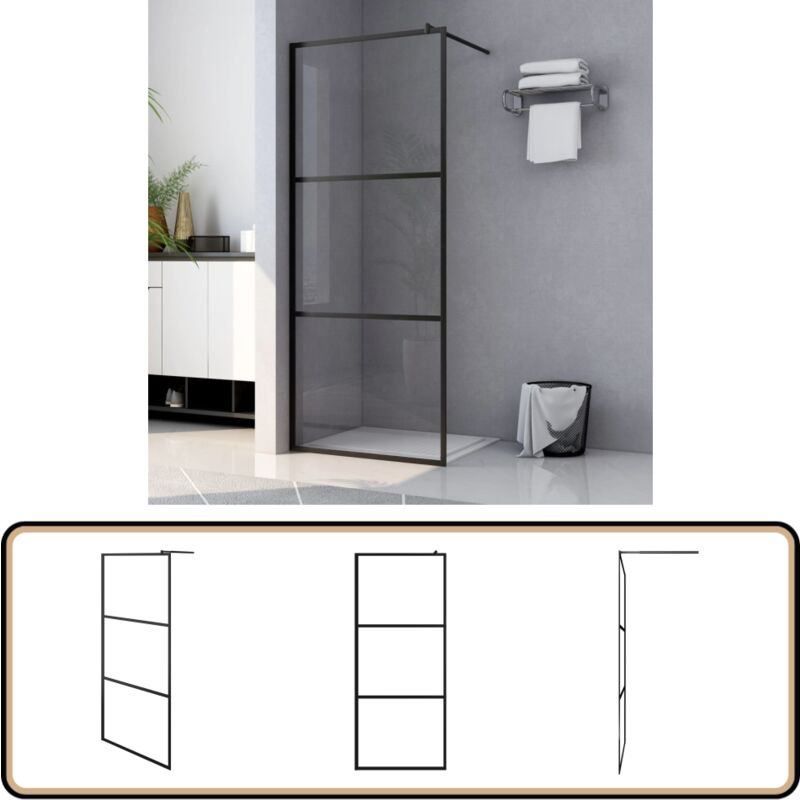 Vidaxl - Paroi de douche à l'italienne à verre esg Noir 100x195 cm - Pare-douche Italienne - Mur De Douche - Cabine De Douche - Douche Vitrée