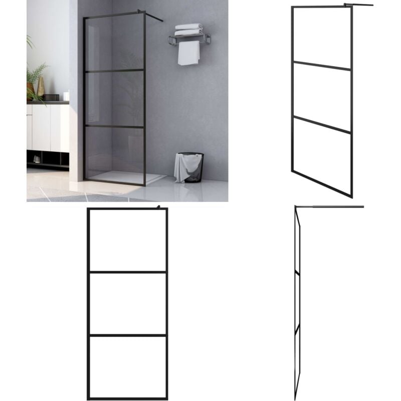 Paroi de douche à l'italienne à verre esg Noir 80x195 cm - Mur De Douche - Douche Italienne - Paroi De Douche - Verre Trempé - Aluminium - Home &