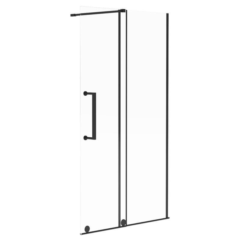 Paroi de douche à l'italienne avec porte coulissante en métal style industriel - Noir mat - 140 x 200 cm - yorem