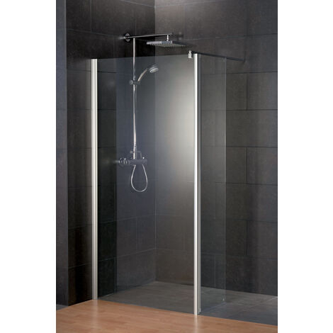 Paroi de douche à l'italienne avec retour pivotant, anticalcaire, paroi fixe Walk In, profilé aspect chromé, Style 2.0, Schulte, 90 x 30 x 190 cm, verre 5 mm