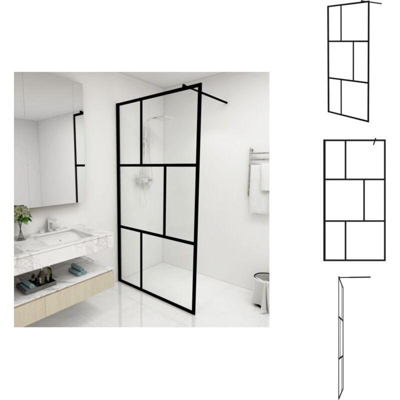 Paroi de douche à l'italienne avec verre trempé Noir 100x195 cm - Paroi De Douche Italienne - Verrière De Douche - Douche Noir - Cabine De Douche
