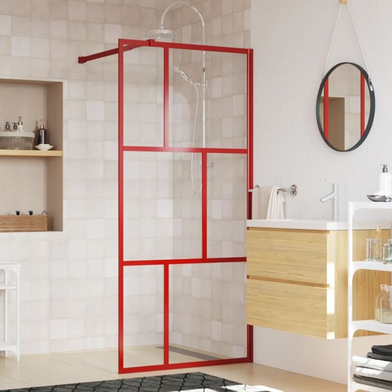 Paroi de douche avec verre ESG transparent rouge 80x195 cm vidaXL