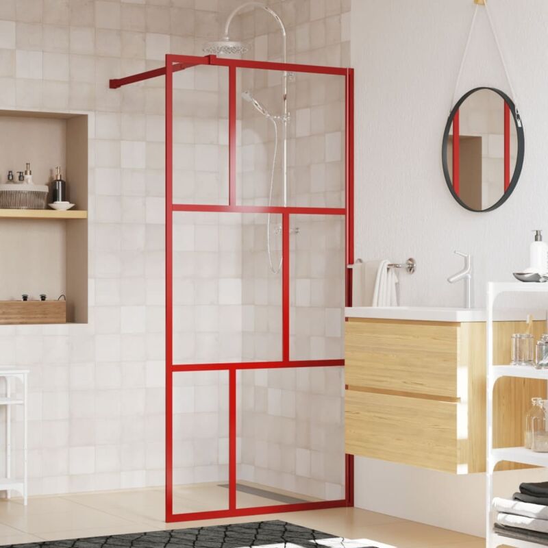 Vidaxl - Paroi de douche avec verre esg transparent rouge 90x195 cm
