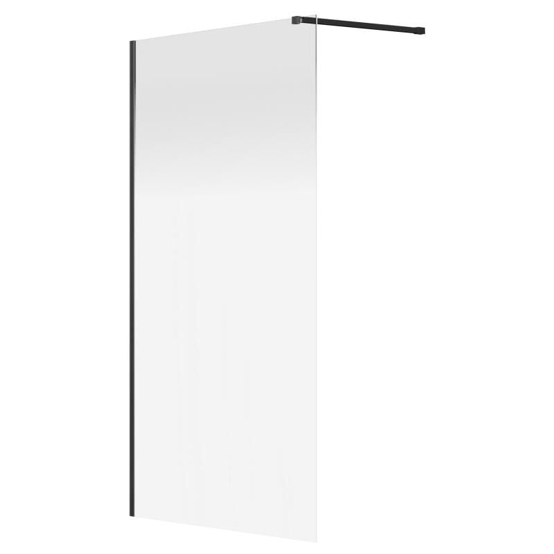 Vente-unique - Paroi de douche à l'italienne brume - 120 x 200 cm - Noir mat - pomaro