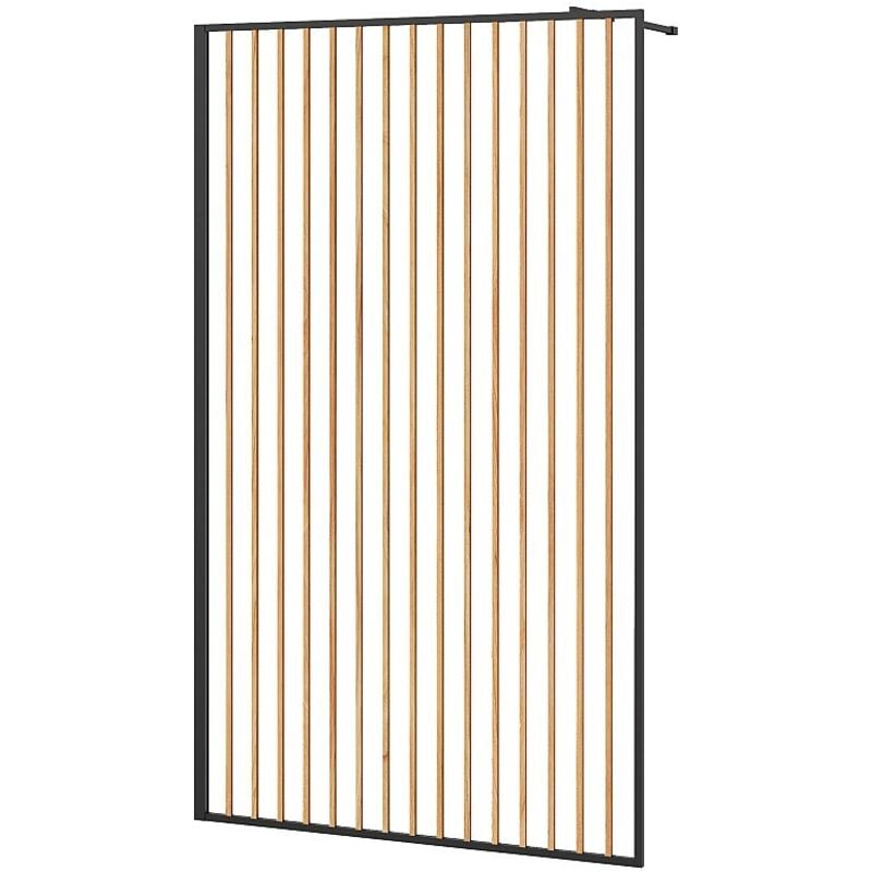 Vente-unique - Paroi de douche à l'italienne en aluminium - Effet bois et noir mat - 120 x 200 cm - topeka