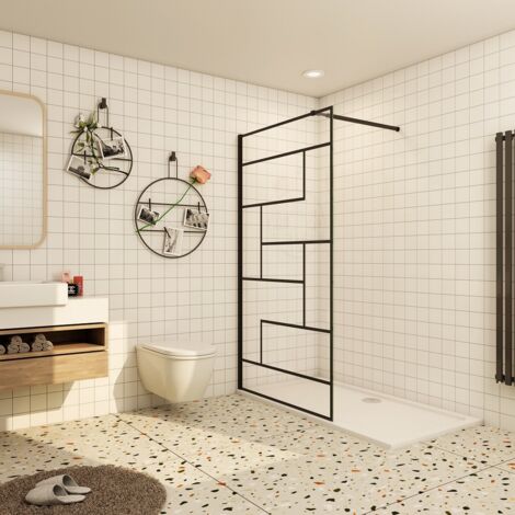 Paroi de douche à l’italienne industrielle 120x200cm,en verre anticalcaire 8mm avec barre de fixation en carré extensible 73-120cm