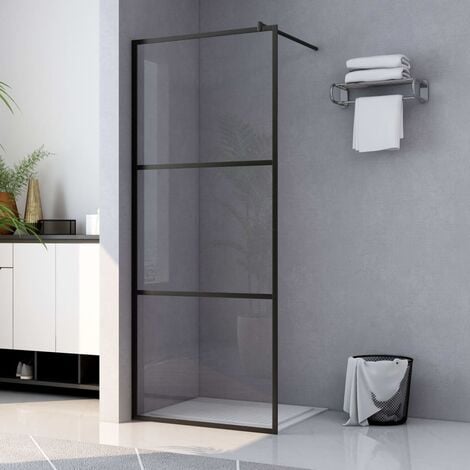 Paroi de douche à l'italienne Paroi de baignoire  à verre ESG Noir 80x195 cm 96005