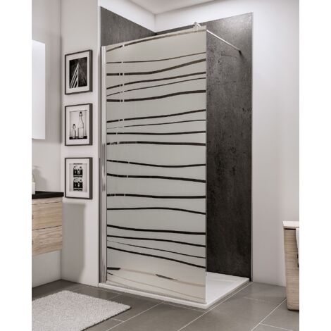 Schulte – Paroi de douche à l'italienne 90 x 190 cm – Verre de sécurité 5 mm traité anticalcaire – Profilé chromé – Décor Mistral – Accès plain-pied