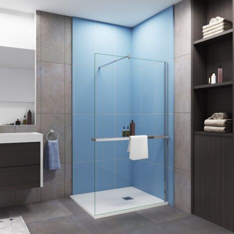 Paroi de douche à l'italienne profilé en chromé 140x200cm avec une barre de fixation en cylindrique