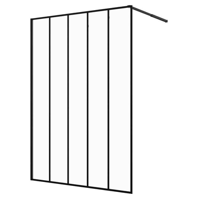 Vente-unique - Paroi de douche à l'italienne style industriel - Noir mat - 140 x 200 cm - atalia ii