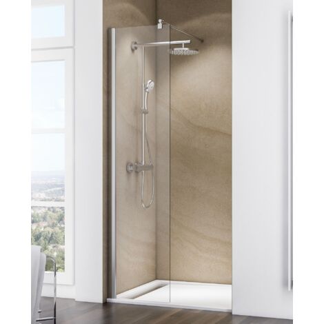 Schulte – Paroi de douche à l'italienne 50 x 200 cm – Verre de sécurité transparent 6 mm – Profilé chromé – Accès facile pour PMR