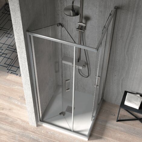 Paroi de douche accès en angle 1 porte pliante 75 cm + 1 porte coulissante 70 cm S300