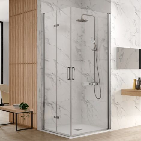 Paroi de douche accès en angle NARDI 1 porte pivotante 60 cm + 1 porte pliante 65 cm à gauche