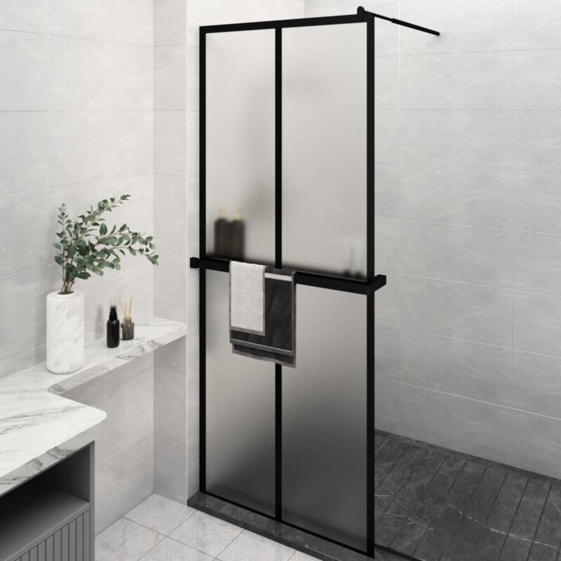 Vidaxl - Paroi de douche avec étagère Noir 80x195 cm Verre ESG&Aluminium