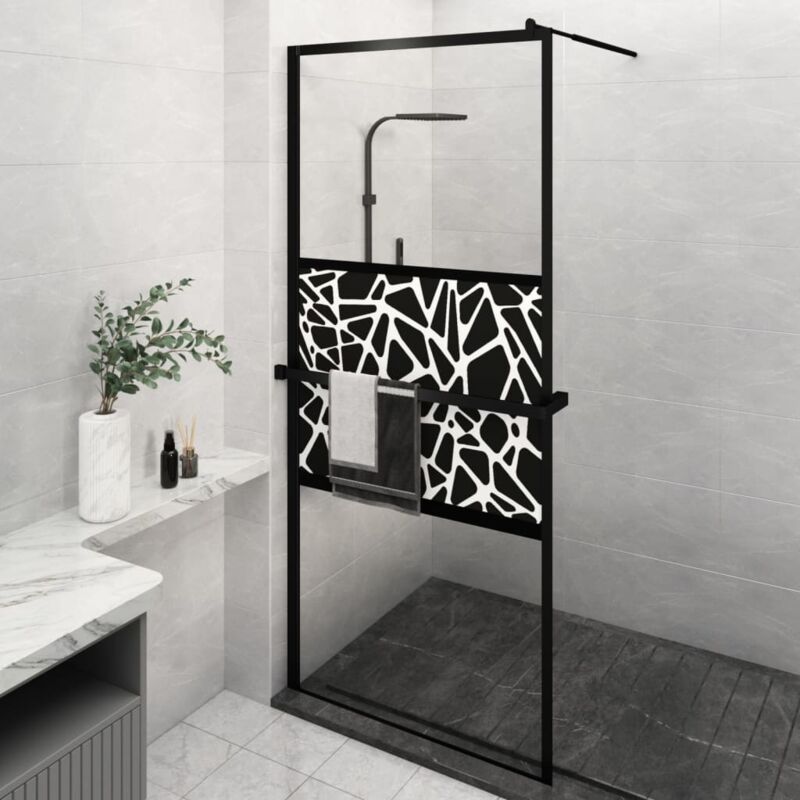Vidaxl - Paroi de douche avec étagère Noir 100x195cm Verre ESG&Aluminium