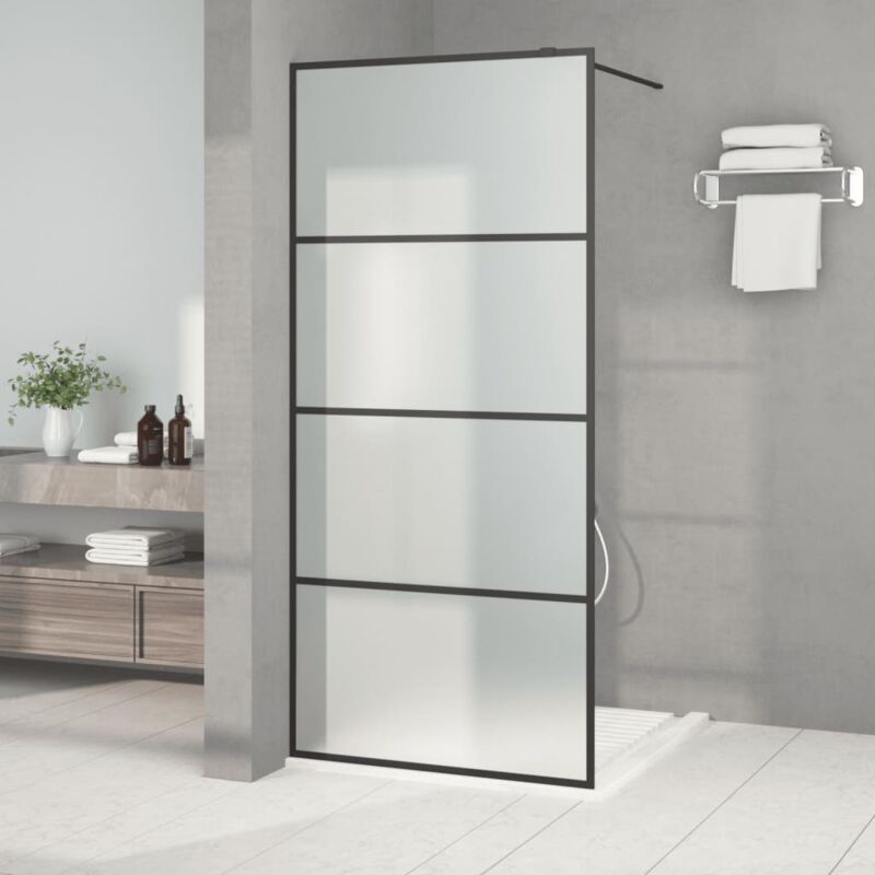 Vidaxl - Paroi de douche Noir 90x195 cm Verre esg dépoli