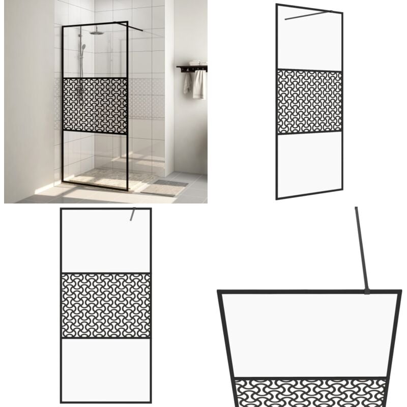 Paroi de douche avec verre ESG transparent 100x195 cm Noir - Pare Brise De Douche - Cabine De Douche - Douche Italienne - Paroi De Douche