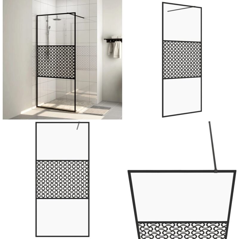 Paroi de douche avec verre esg transparent 115x195 cm Noir - Parete De Douche - Douche Italienne - Paroi De Douche Transparente - Cloison De Douche