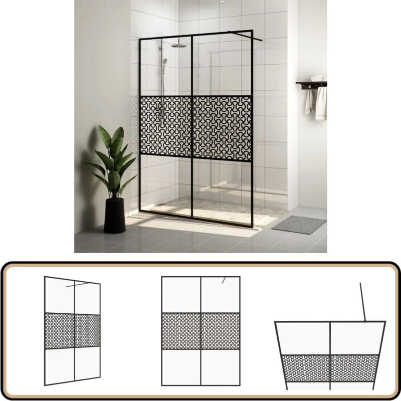 Paroi de douche avec verre esg transparent 140x195 cm Noir - Pare-douche Italienne - Paroi De Douche Transparente - Douche Design - Douche Moderne
