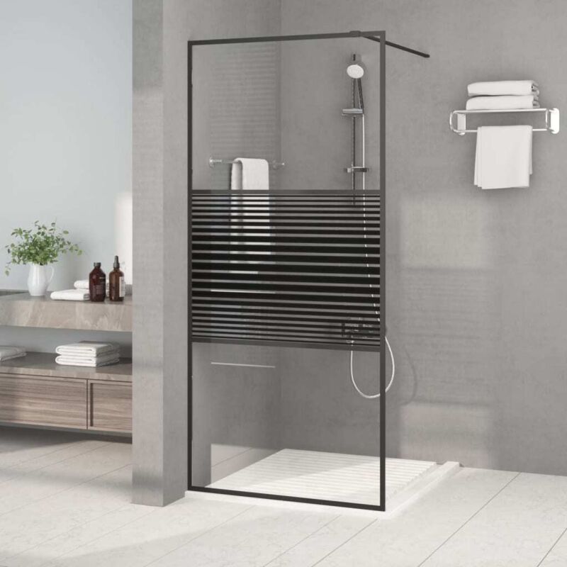 Vidaxl - Paroi de douche Noir 90x195 cm Verre esg transparent
