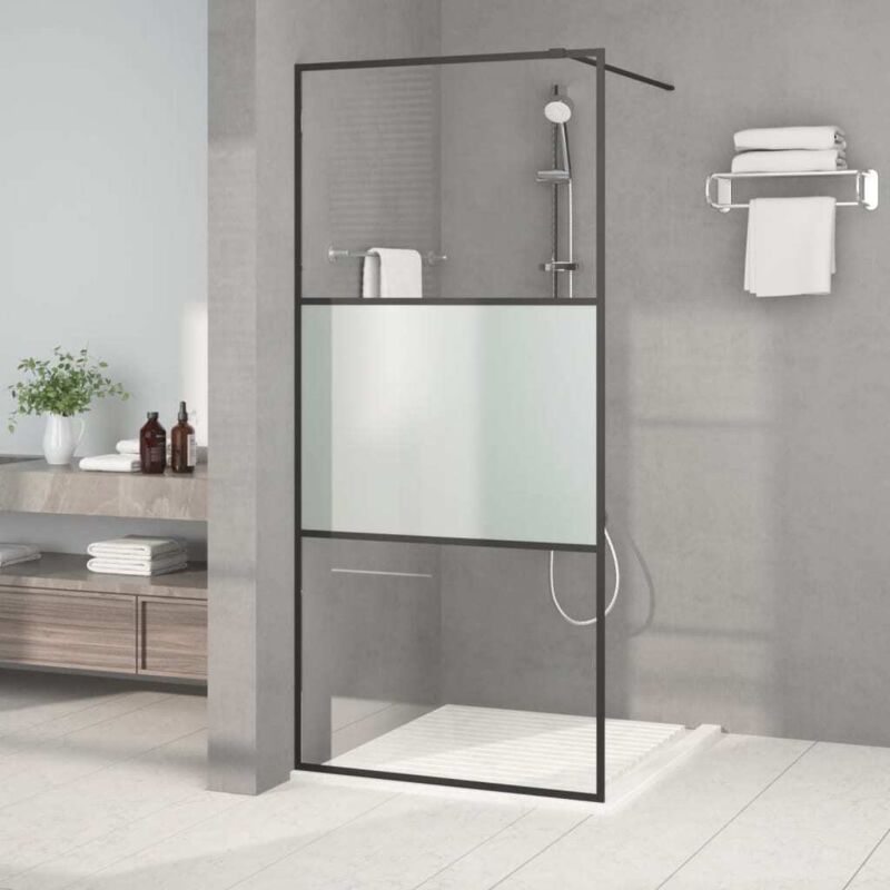 Vidaxl - Paroi de douche Noir 90x195 cm Verre esg demi-dépoli