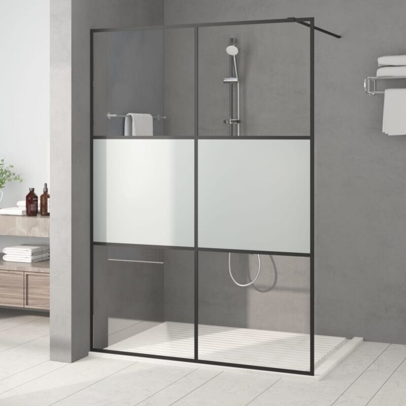 Vidaxl - Paroi de douche Noir 140x195 cm Verre esg demi-dépoli