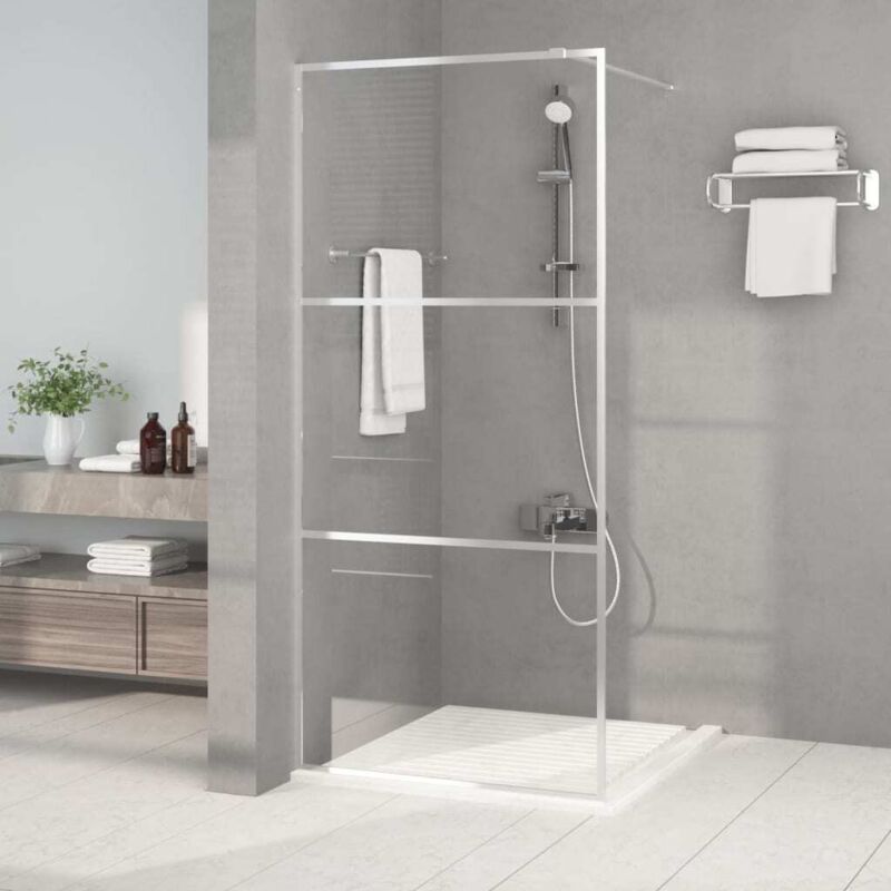 Vidaxl Parete Doccia Walk In Argento 90x195 Cm Vetro Trasparente Esg