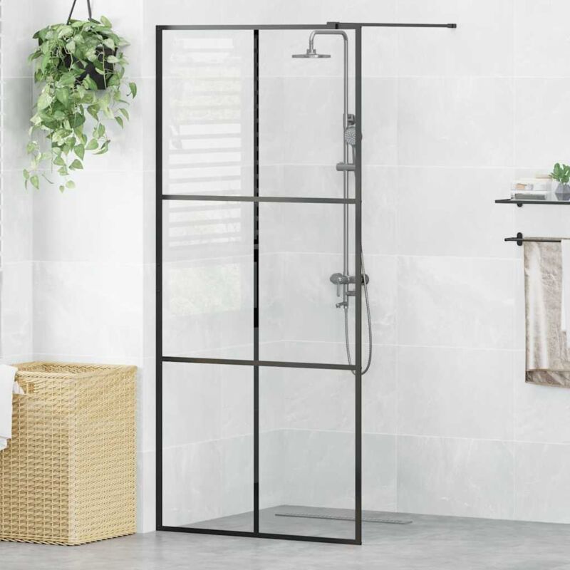 Vidaxl Parete Per Doccia Walk-in Vetro Trasparente Esg 90x195 Cm Nera