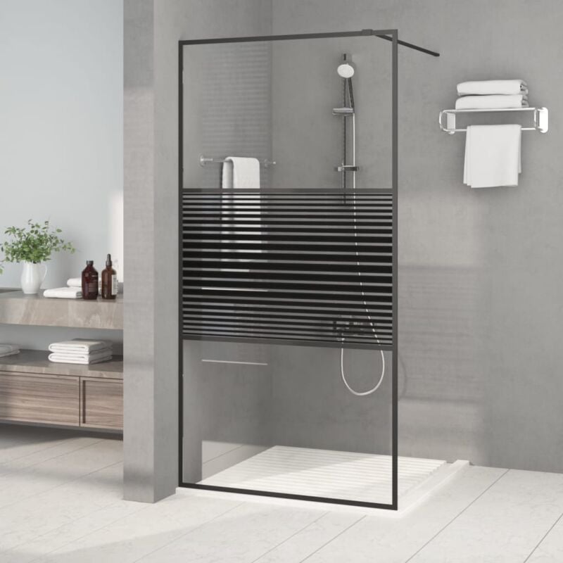 Vidaxl - Paroi de douche Noir 100x195 cm Verre esg transparent