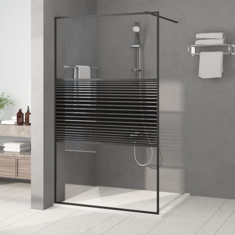 Vidaxl - Paroi de douche Noir 115x195 cm Verre esg transparent