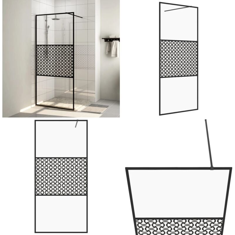 Vidaxl - Paroi de douche avec verre esg transparent 90x195 cm Noir - Pare-douche - Cabine De Douche - Douche Italienne - Pare-brise De Douche