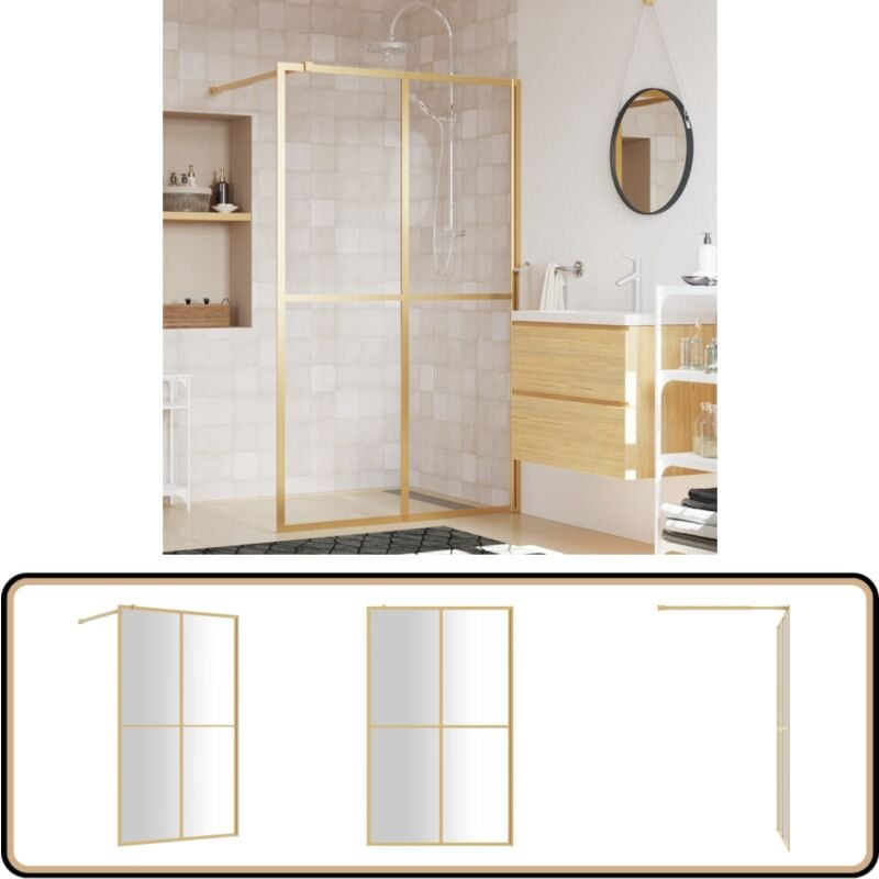 Paroi de douche avec verre esg transparent doré 118x195 cm - Pare-douche - Salle De Bain - Douche Italienne - Porte De Douche - Paroi De Douche En