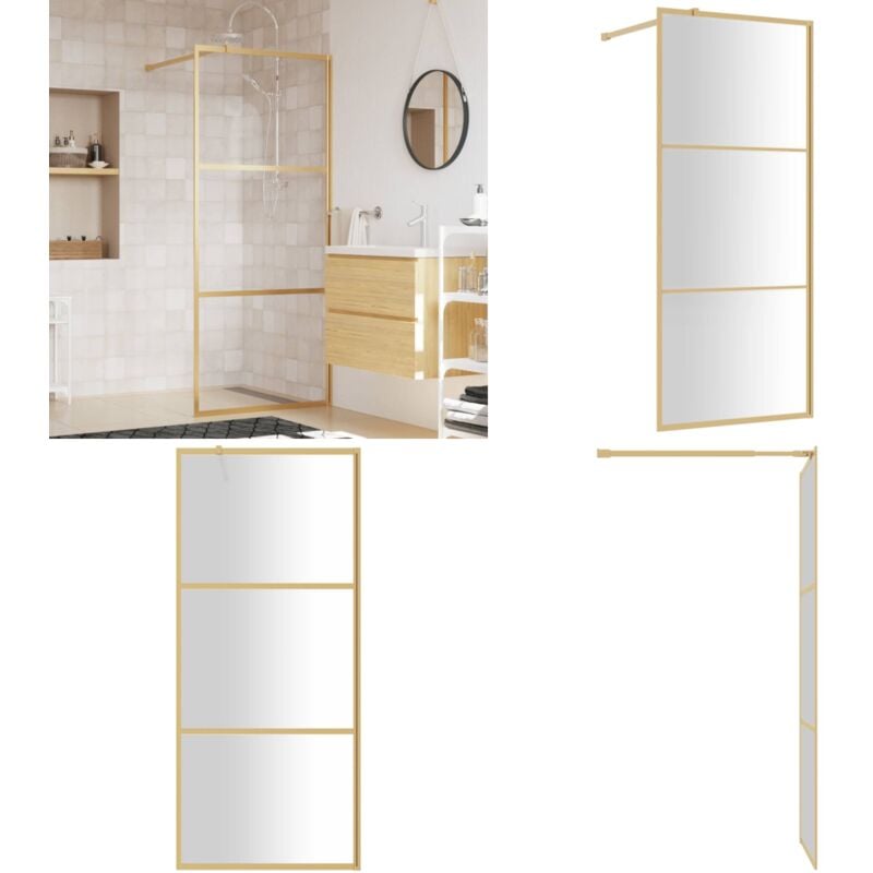 Paroi de douche avec verre esg transparent doré 80x195 cm - Pare-douche - Salle De Bain - Douche Italienne - Porte De Douche - Paroi De Douche En