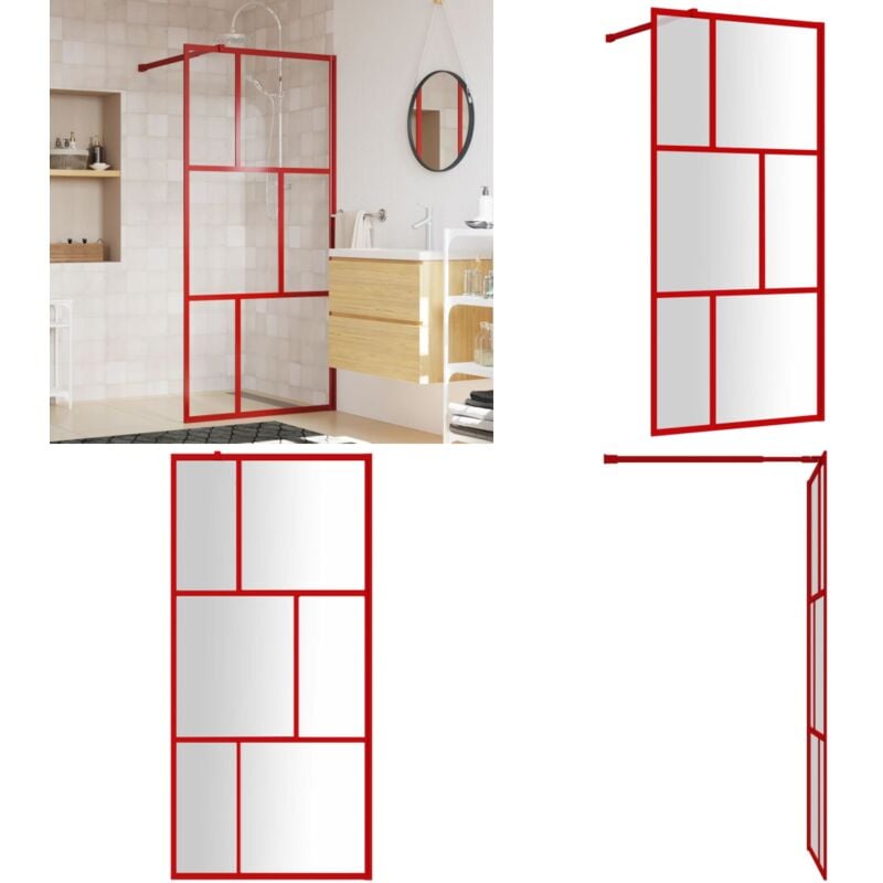Vidaxl - Paroi de douche avec verre esg transparent rouge 80x195 cm - Pare-douche - Salle De Bain - Douche Italienne - Porte De Douche - Paroi De