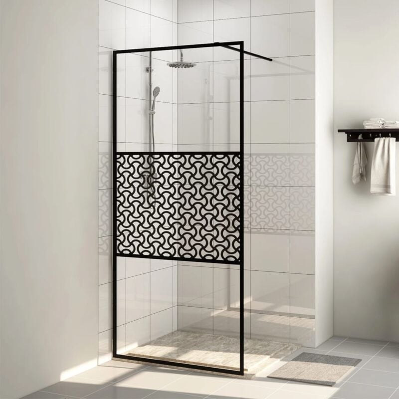 Paroi de douche avec verre Paroi de baignoire esg transparent 80x195 cm Noir 94233