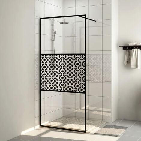 Paroi de douche avec verre Paroi de baignoire | ESG transparent 80x195 cm Noir 94233 - Transparent
