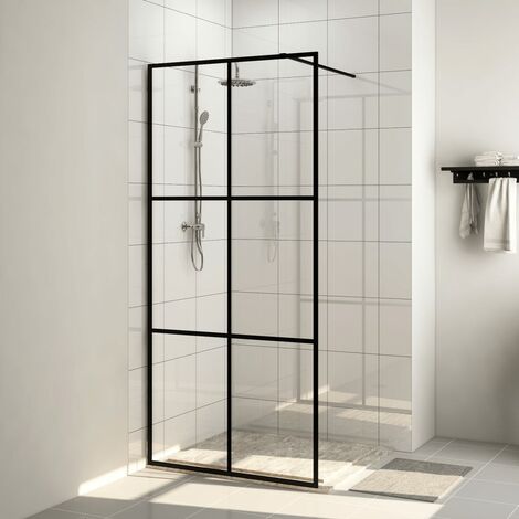 Paroi de douche avec verre - Paroi de baignoire Moderne ESG transparent 100x195 cm Noir BV302991 - BonneVie
