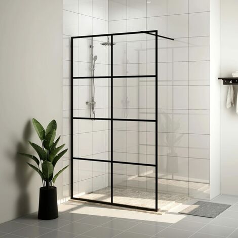 Paroi de douche avec verre - Paroi de baignoire Moderne ESG transparent 115x195 cm Noir BV532750 - BonneVie