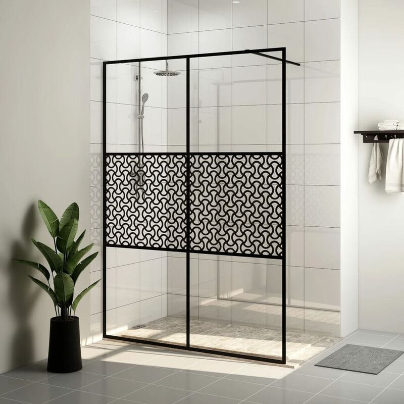 Paroi de douche avec verre - Paroi de baignoire Moderne esg transparent 140x195 cm Noir BV832790