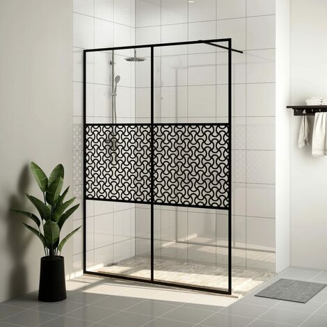 Paroi de douche avec verre - Paroi de baignoire Moderne ESG transparent 140x195 cm Noir BV832790 - BonneVie