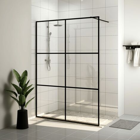 Paroi de douche avec verre - Paroi de baignoire Moderne ESG transparent 140x195 cm Noir BV864489 - BonneVie