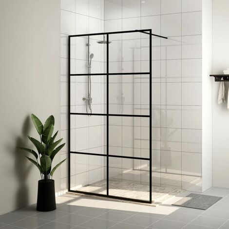 Paroi de douche avec verre - Paroi de baignoire Moderne ESG transparent 140x195 cm Noir BV921454 - BonneVie